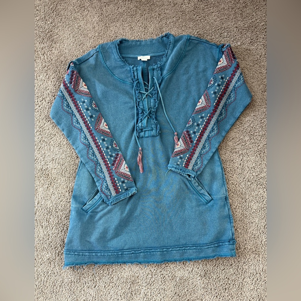 Sundance blue aztec boho southwestern tunic size XS